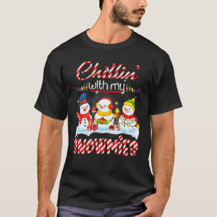 Chillin met mijn Snowmies Santa Snowman Scarf Ligh T-shirt