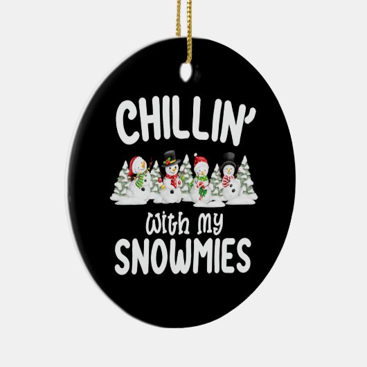 Chillin met mijn Snowmies Snowman Kerstmis Keramisch Ornament (Rechts)