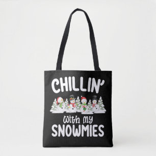 Chillin met mijn Snowmies Snowman Kerstmis Tote Bag