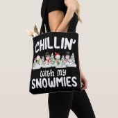 Chillin met mijn Snowmies Snowman Kerstmis Tote Bag (Dichtbij)