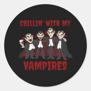 Chillin Met Mijn Vampieren Halloween Jongens Meisj Ronde Sticker