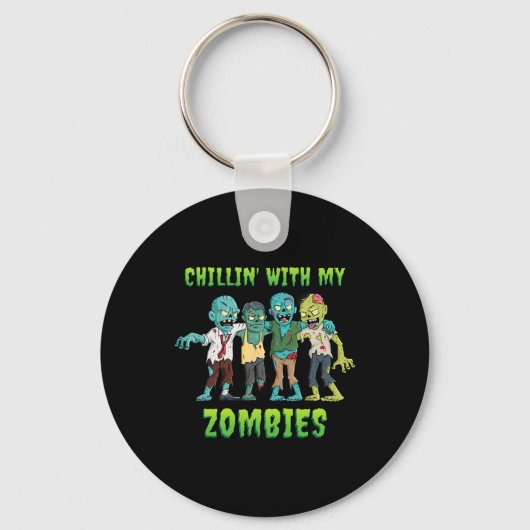 Chillin Met Mijn Zombies Halloween Boys Kinder Ple Sleutelhanger (Voorkant)