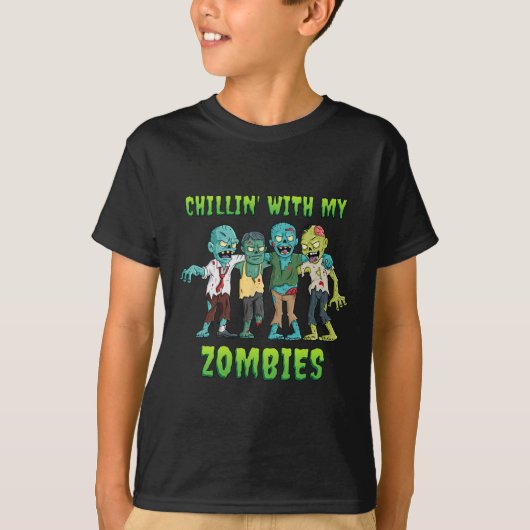 Chillin Met Mijn Zombies Halloween Boys Kinder Ple T-shirt (Voorkant)