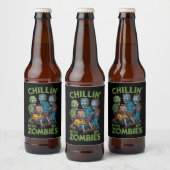 Chillin met mijn Zombies Halloween jongens Kinder  Bier Etiket (Flessen)