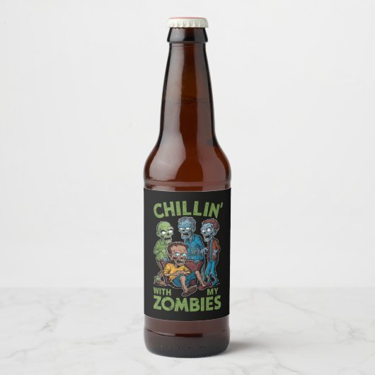 Chillin met mijn Zombies Halloween jongens Kinder  Bier Etiket (Voorkant)