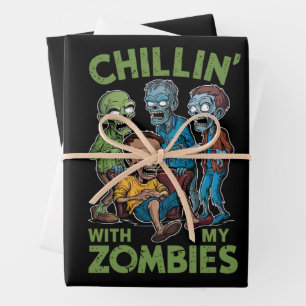 Chillin met mijn Zombies Halloween jongens Kinder  Inpakpapier Vel