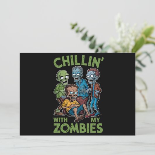 Chillin met mijn Zombies Halloween jongens Kinder Kaart (Staand voorkant)