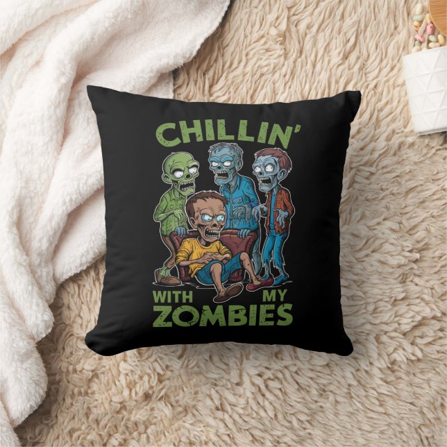 Chillin met mijn Zombies Halloween jongens Kinder  Kussen (Deken)
