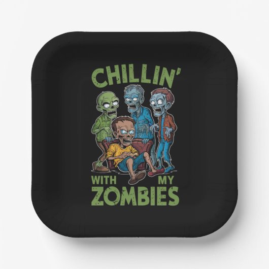 Chillin met mijn Zombies Halloween jongens Kinder  Papieren Bordje (Voorkant)