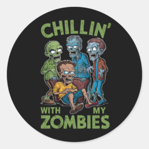 Chillin met mijn Zombies Halloween jongens Kinder  Ronde Sticker