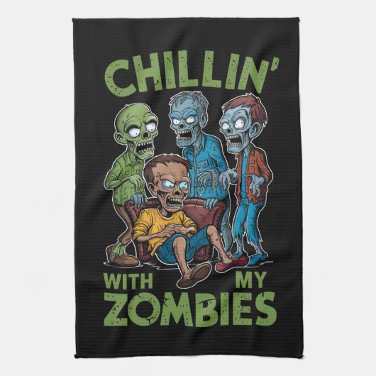 Chillin met mijn Zombies Halloween jongens Kinder Theedoek (Verticaal)