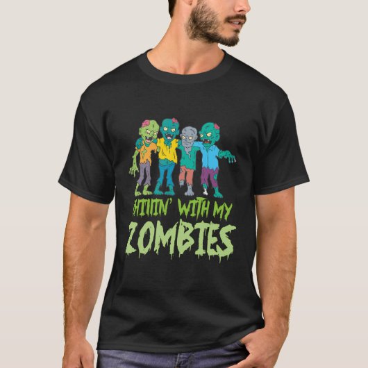 Chillin 'Met Mijn Zombies Halloween Kinder Grappig T-shirt (Voorkant)