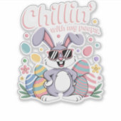 Chillin met My Peeps Cool Easter Bunny Sticker (Voorkant)