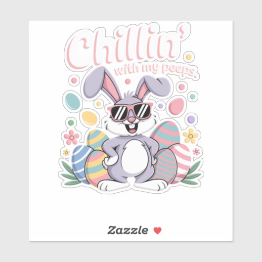 Chillin met My Peeps Cool Easter Bunny Sticker (Vel)