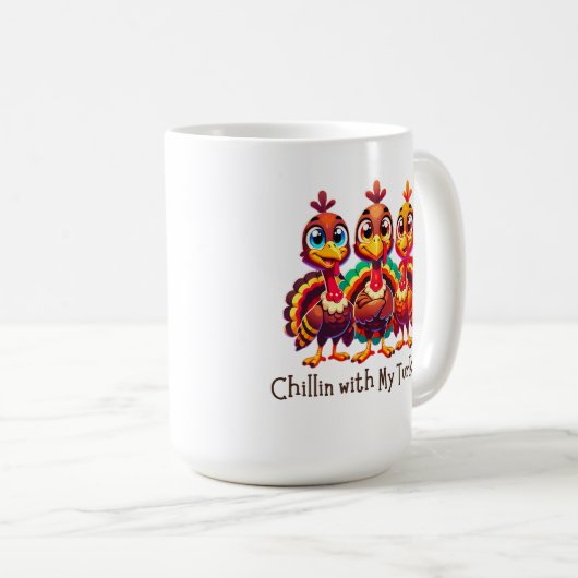 Chillin met My Turkeys Thanksgiving Fun Koffiemok (Voorkant rechts)