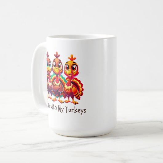 Chillin met My Turkeys Thanksgiving Fun Koffiemok (Voorkant links)