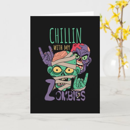 Chillin met zombies kaart (Gele Bloem)