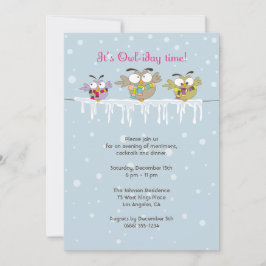 Chillin' Owls Holiday Party Invitation Card Kaart