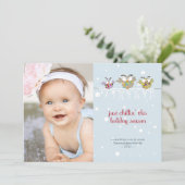 Chillin Owls Photo Holiday Card Feestdagenkaart (Staand voorkant)