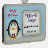 Chillin' Penguin Verzilverd Omlijst Ornament (Rechts)
