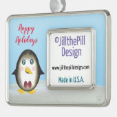 Chillin' Penguin Verzilverd Omlijst Ornament (Links)