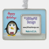 Chillin' Penguin Verzilverd Omlijst Ornament (Voorkant)
