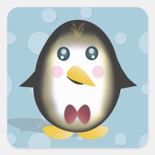 Chillin' Penguin Vierkante Sticker (Voorkant)