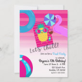 Chillin' Pineapple Summer Birthday Zwembad Party Kaart (Voorkant)