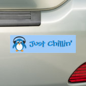 Chillin-pinguïn met hoofdtelefoon bumpersticker (Op auto)