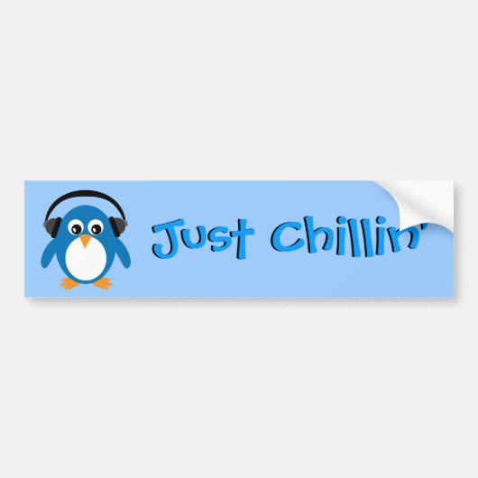 Chillin-pinguïn met hoofdtelefoon bumpersticker (Voorkant)