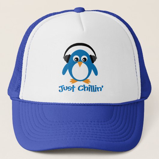 Chillin-pinguïn met hoofdtelefoon trucker pet (Voorkant)