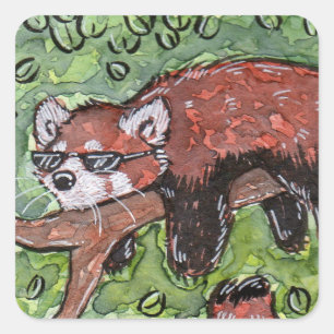 Chillin' Red Panda Vierkante Sticker