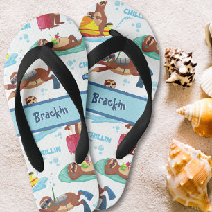 Chillin-sleuf op Vacation Pattern Custom Kinder Teenslippers