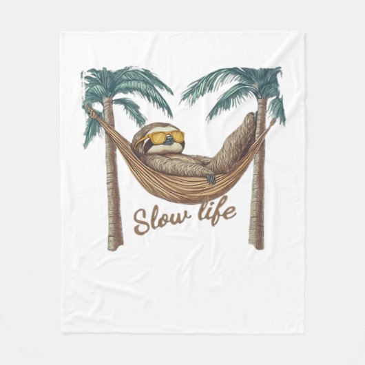 Chillin' Sloth in een hangmat Oversized T-shirt Fleece Deken (Voorkant)