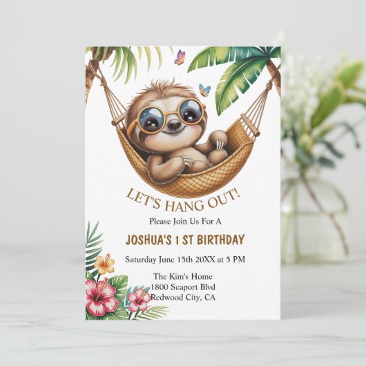 Chillin’ Sloth in het paradijs Kaart (Staand voorkant)