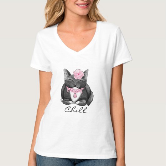 Chillin Tuxedo Kat Tee Shirt (Voorkant)