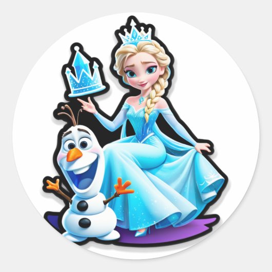 Chillin’ with Elsa on My Birthday! Ronde Sticker (Voorkant)