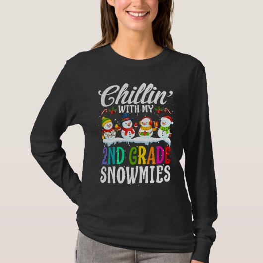 Chillin' With My 2nd Grade Snowmies Teacher Xmas T-shirt (Voorkant)