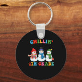 Chillin With My 4th Grade Snowmies Christmas Teach Sleutelhanger (Voorkant)