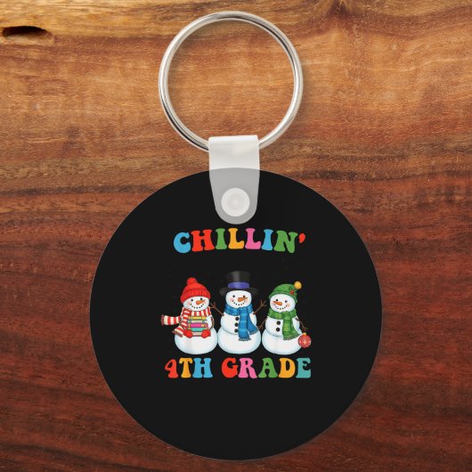 Chillin With My 4th Grade Snowmies Christmas Teach Sleutelhanger (Voorkant)