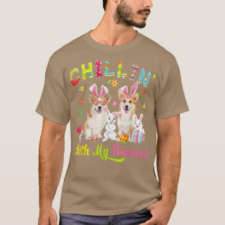 Chillin' With My Bunnies Cute Bunny Corgi Dogs Bun T-shirt
