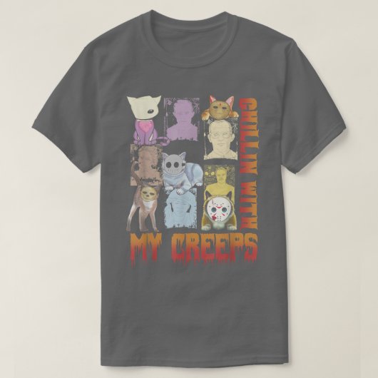 Chillin with My Creeps Funny Cat Horror Movies Ser T-shirt (Design voorkant)