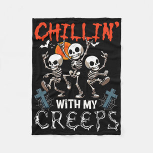 Chillin' With My Creeps Halloween Three Horror Ske Fleece Deken