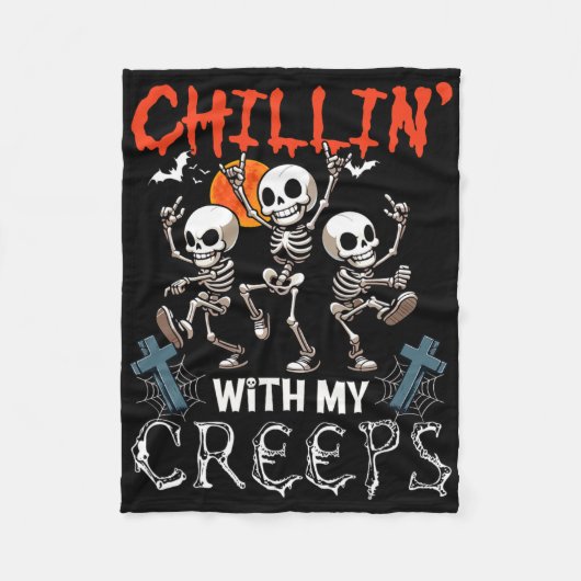 Chillin' With My Creeps Halloween Three Horror Ske Fleece Deken (Voorkant)