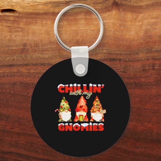 Chillin' With My Gnomies Christmas Matching Family Sleutelhanger (Voorkant)