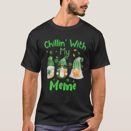 Chillin With My Meme Green Plaid Gnomes St Patrick T-shirt (Voorkant)