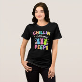 Chillin With My Peeps Cute Easter Bunny Women Tri-Blend Shirt (Voorkant volledig)