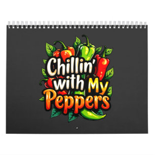 Chillin' with My Peppers - Kleurrijke Chili Graphi Kalender
