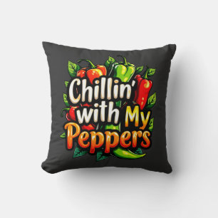 Chillin' with My Peppers - Kleurrijke Chili Graphi Kussen
