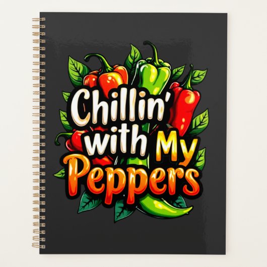 Chillin' with My Peppers - Kleurrijke Chili Graphi Planner (Voorkant)